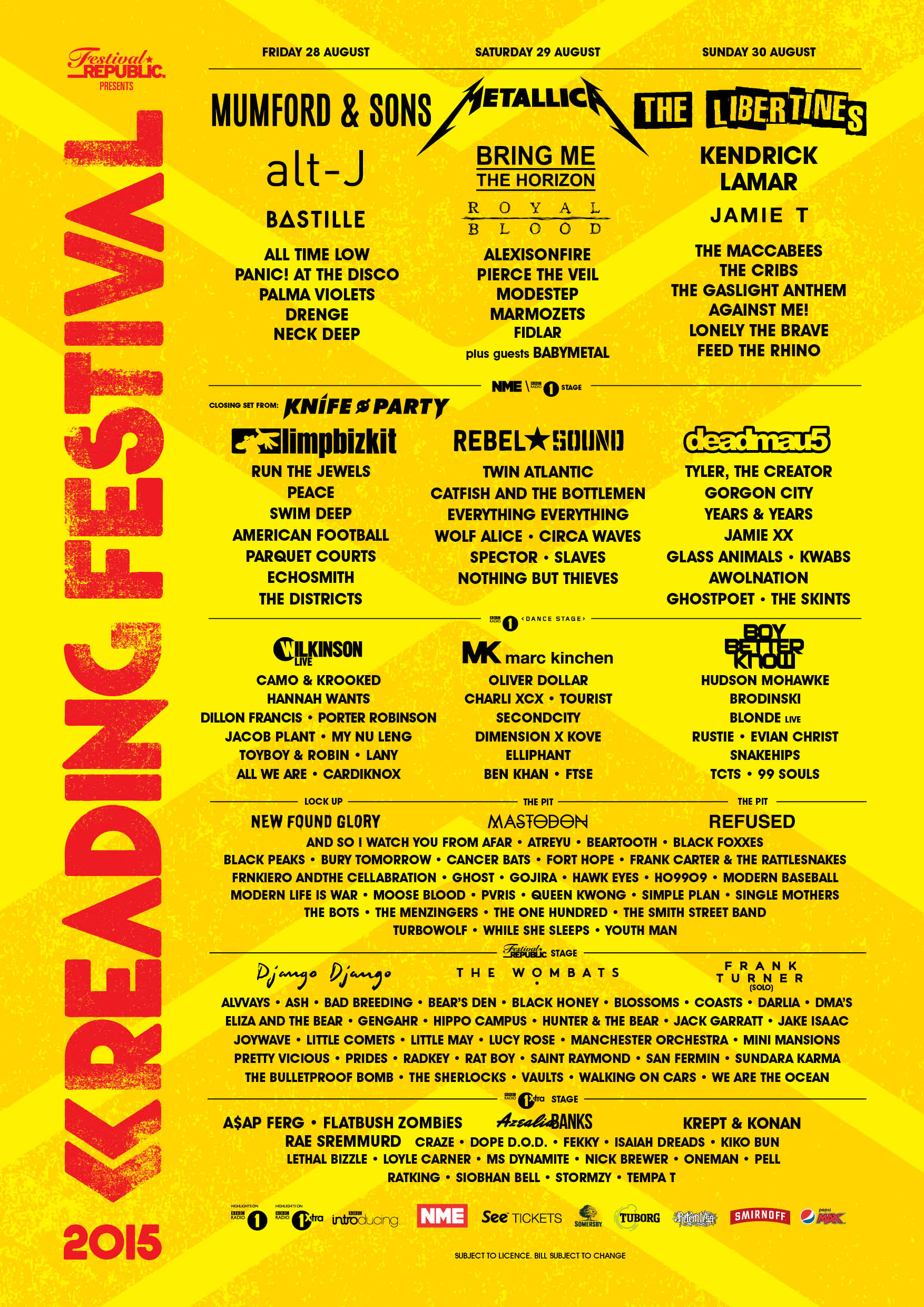 Reading and Leeds Festival lineup flyer featuring Isaiah Dreads.