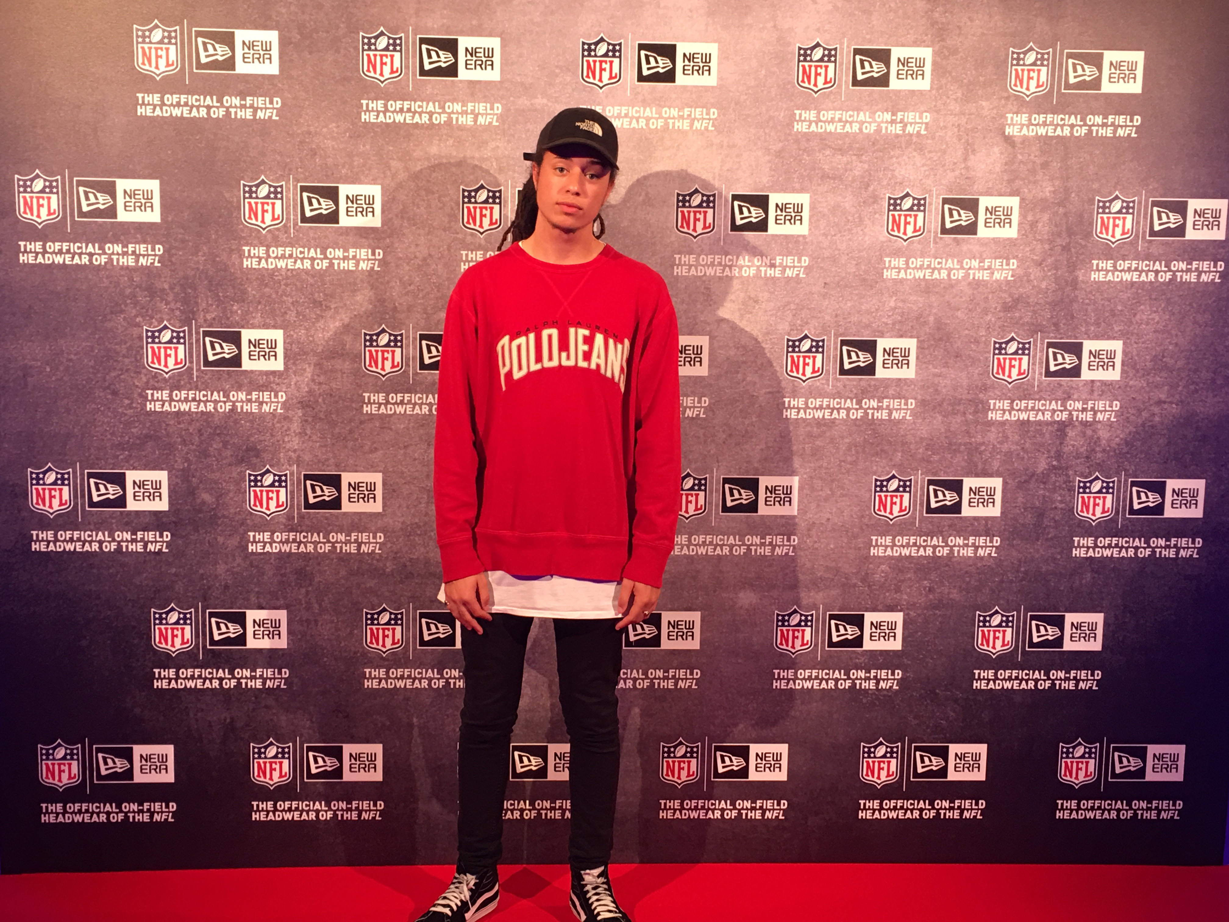 Isaiah Dreads at an NFL party in London.