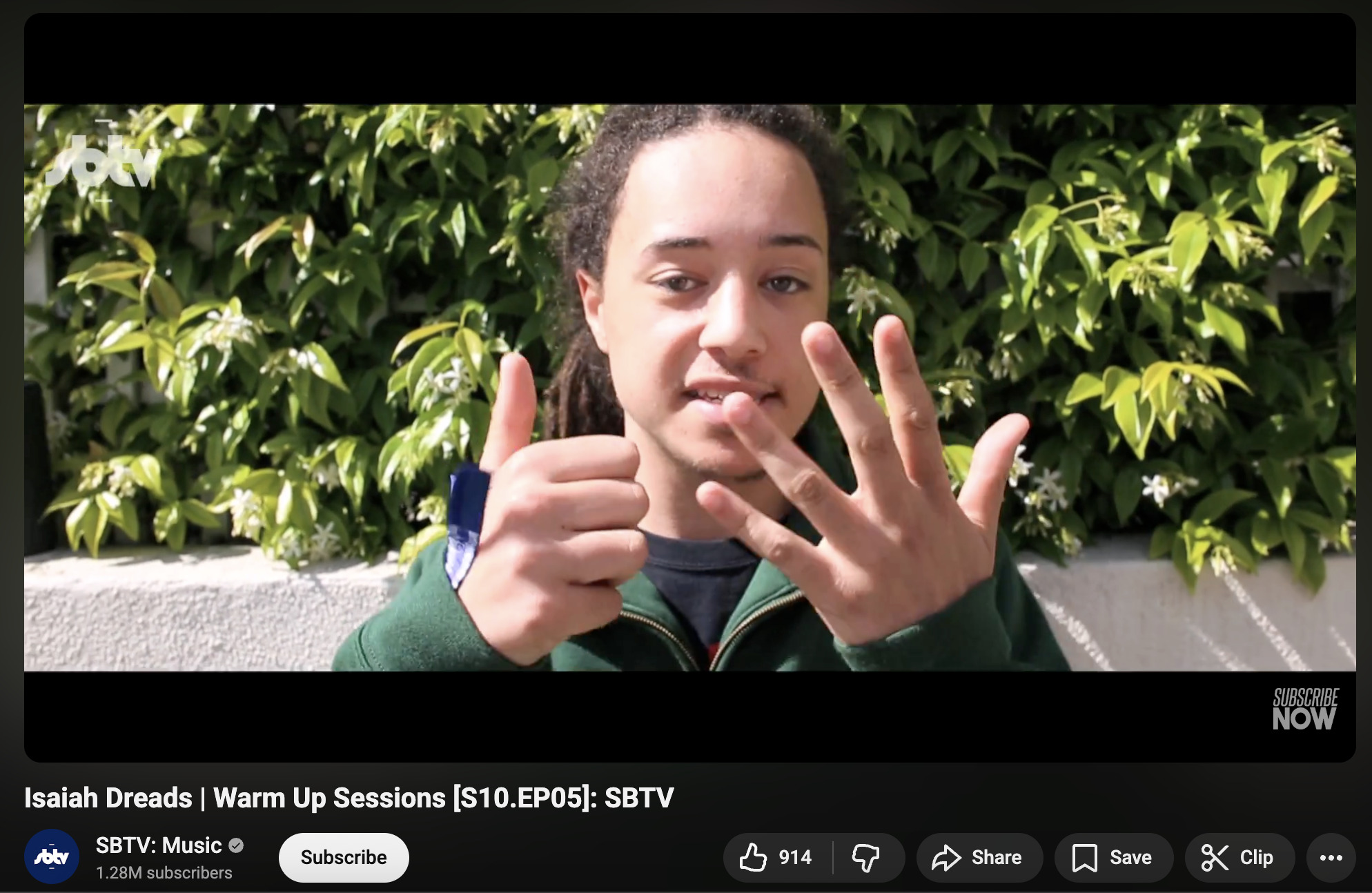 Screenshot from Isaiah Dreads' SBTV Warm Up session.