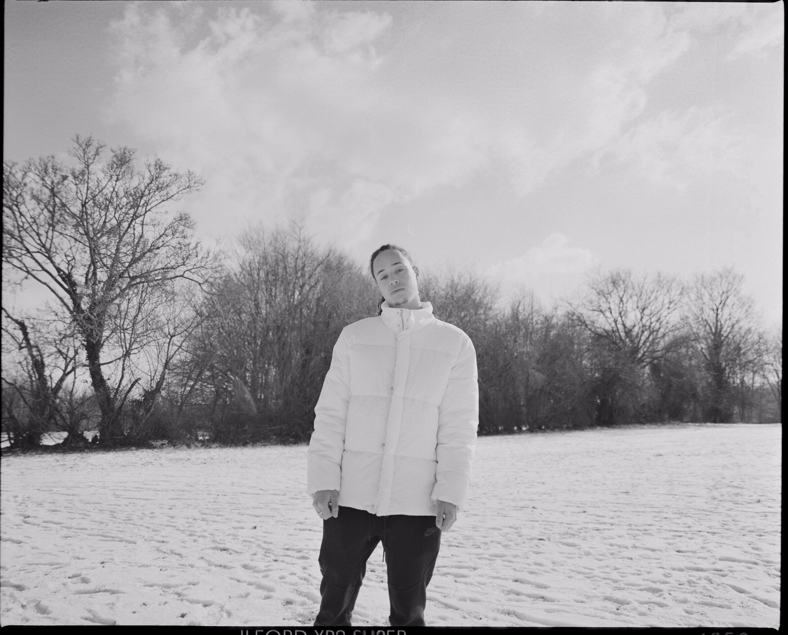 Isaiah Dreads on a snow photo shoot in London.