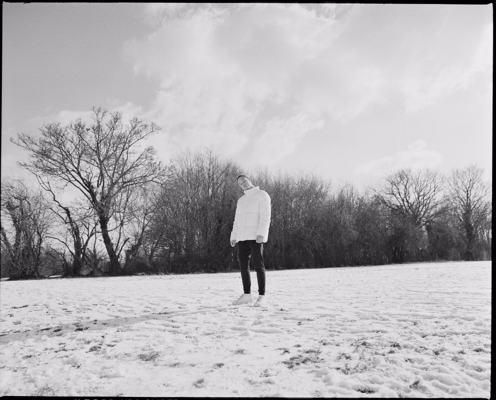 Isaiah Dreads on a snow photo shoot in London.
