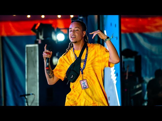 Isaiah Dreads performing at Glastonbury Festival.
