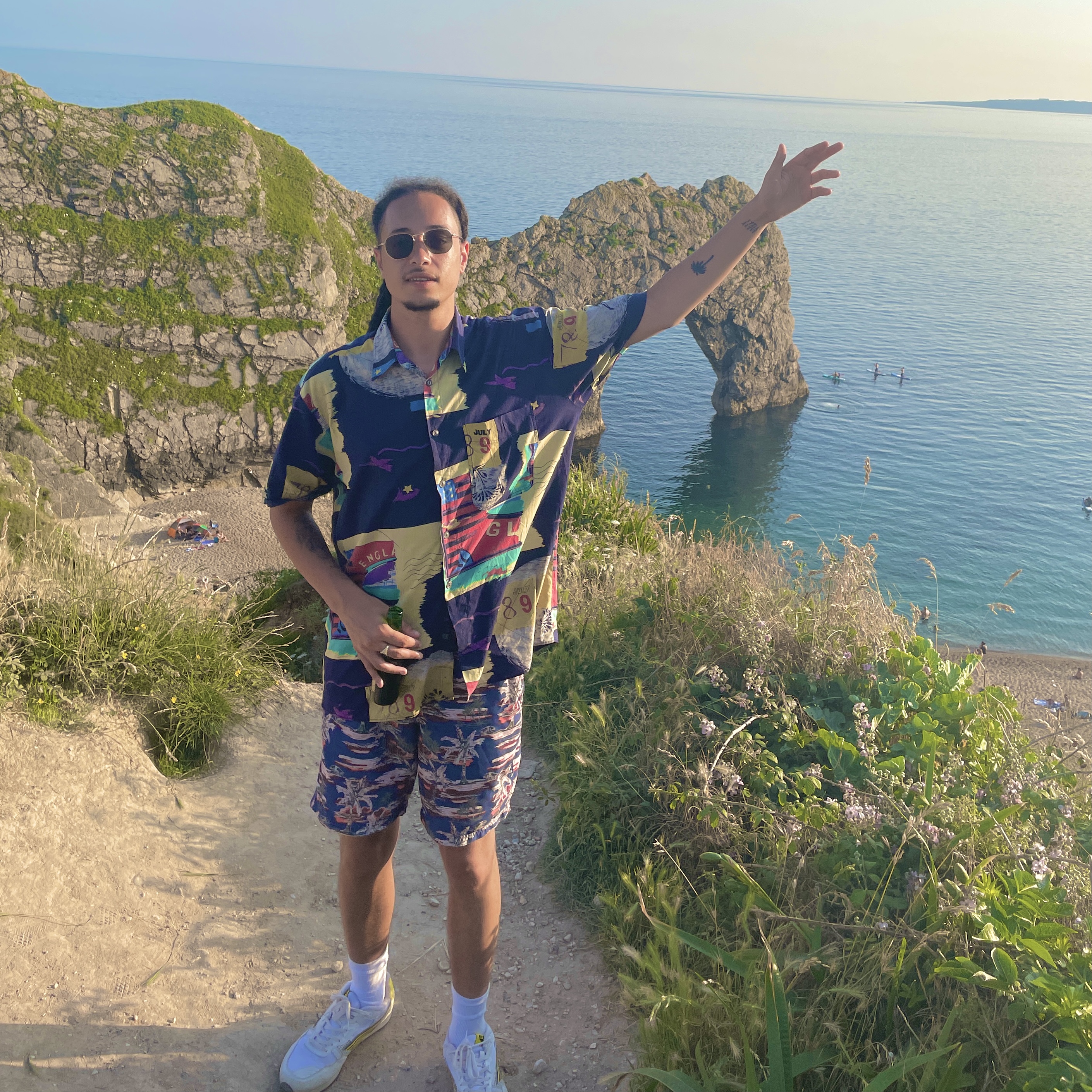 Isaiah Dreads at Durdle Door in Dorset.