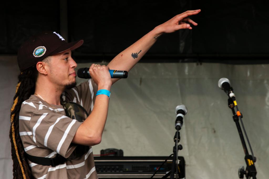 Isaiah Dreads performing at the Breakin Convention Park Jam.