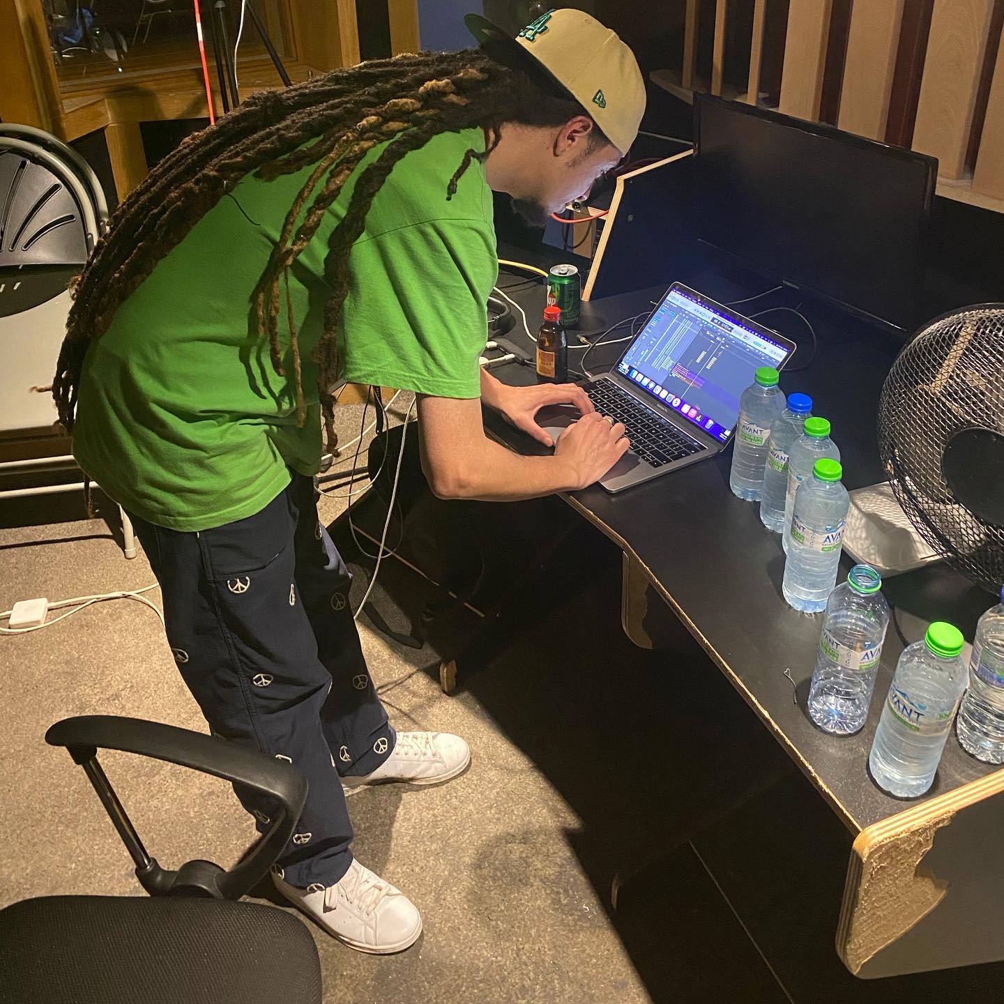 Isaiah Dreads working in the studio in London.