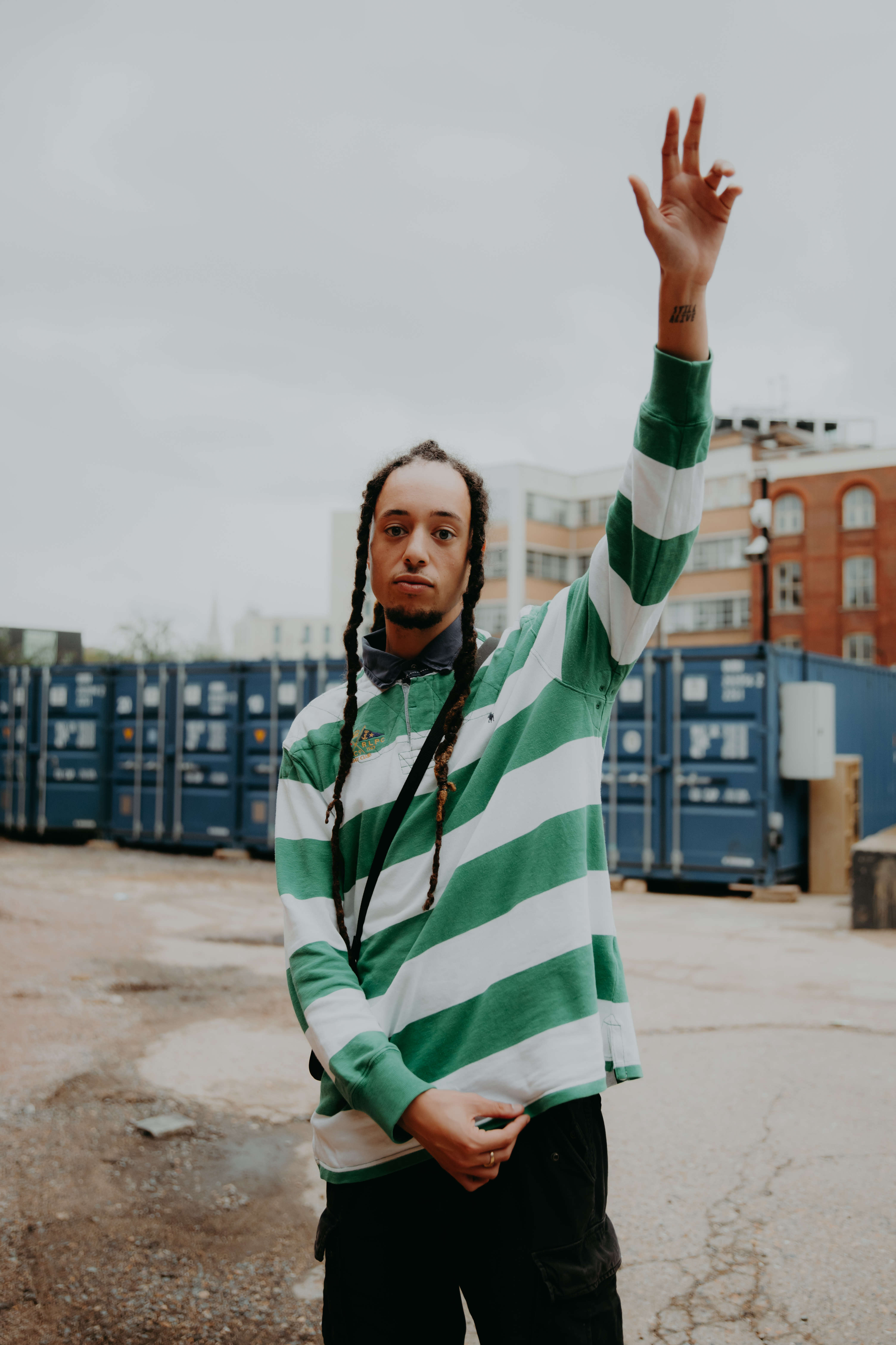 Isaiah Dreads on a press shoot in London.