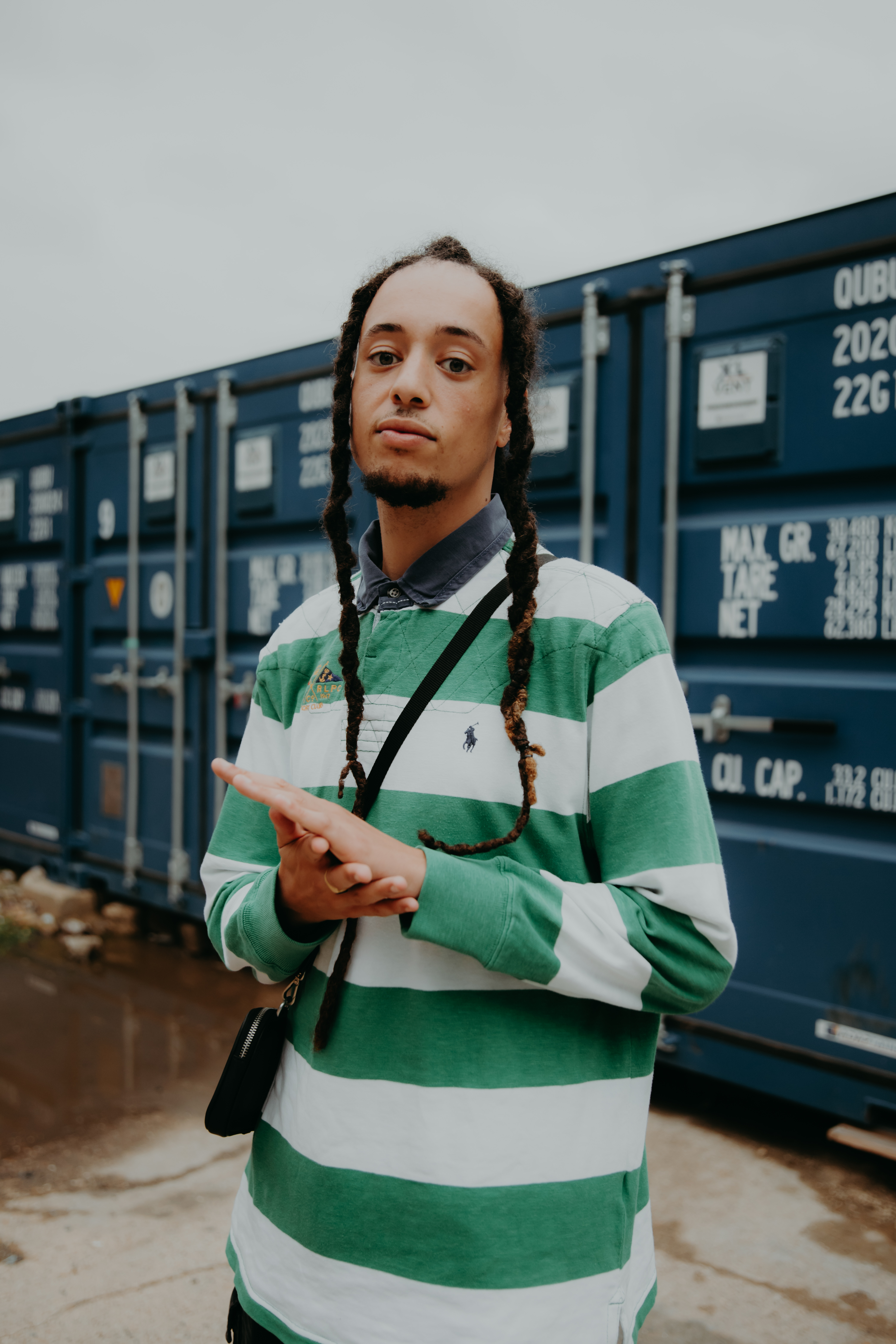 Isaiah Dreads on a press shoot in London.
