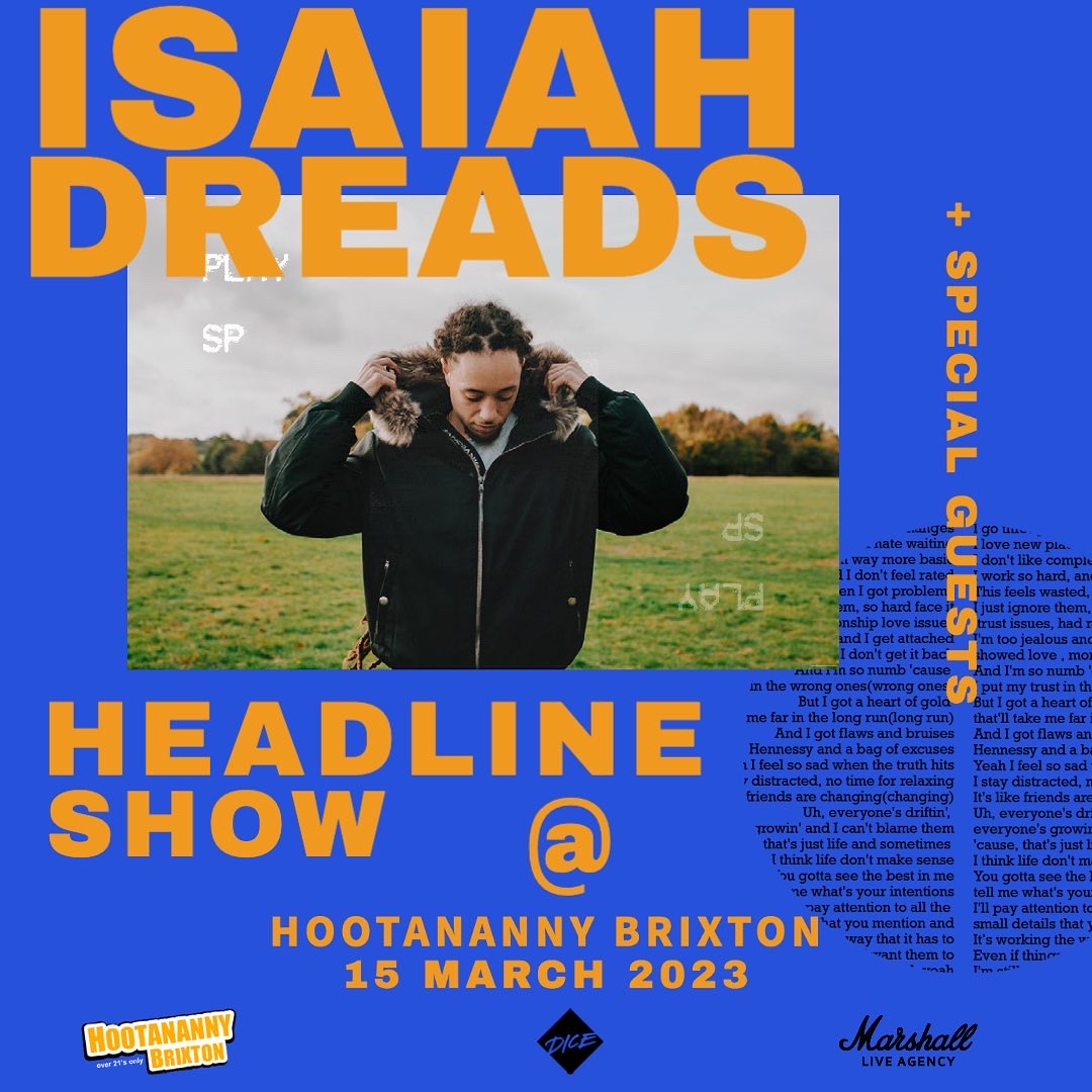 Poster for Isaiah Dreads' 2023 headline show in London.
