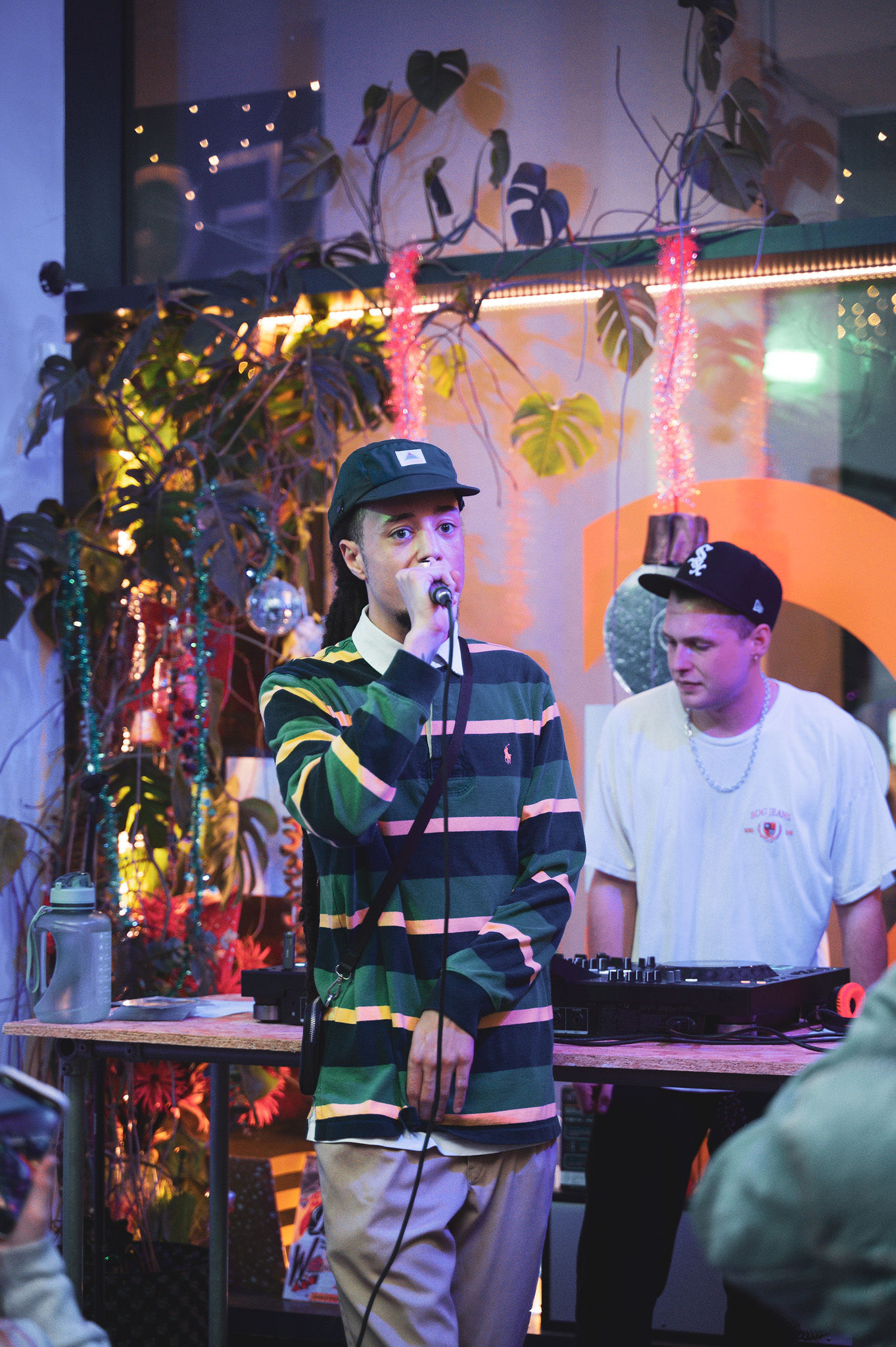 Isaiah Dreads at a Christmas party at Vinyl Van in Dorchester, 2025.