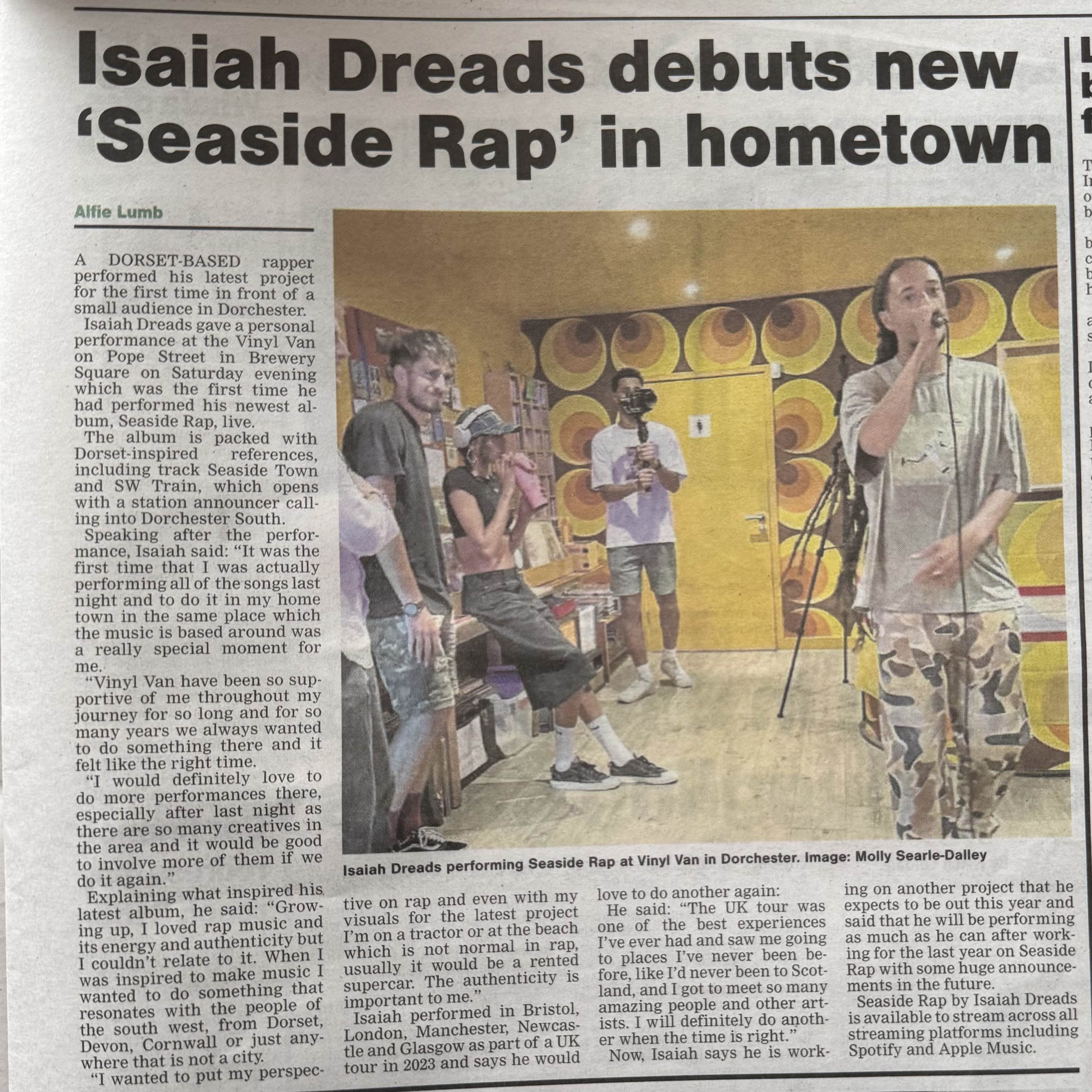 Isaiah Dreads at the Seaside Rap launch party at Vinyl Van in Dorchester.